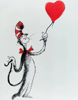 THE CAT AND THE HEART BALLOON (RED) BY MR. BRAINWASH