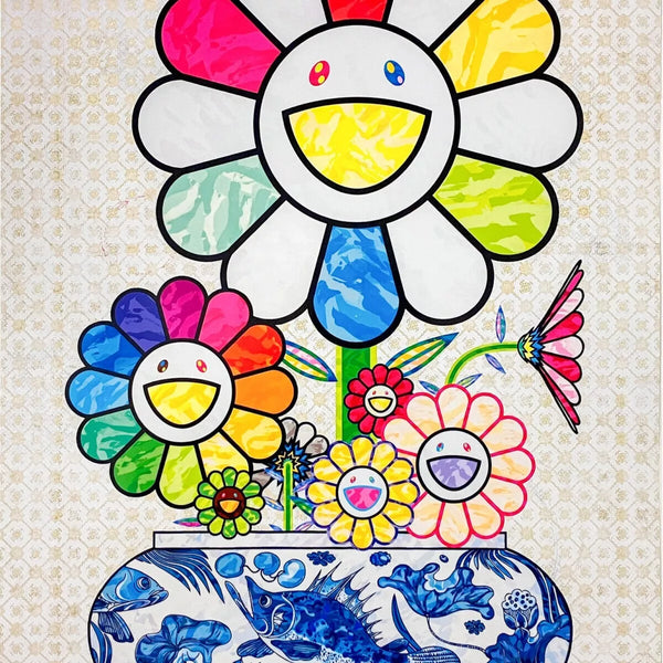 FLOWERS IN A QINGHUA VASE BY TAKASHI MURAKAMI