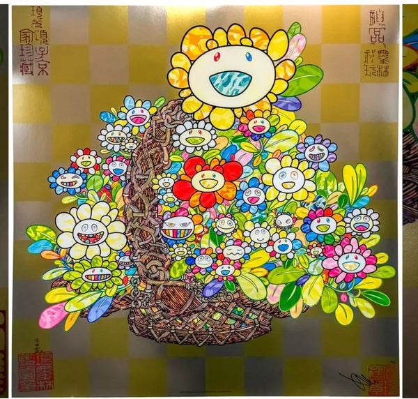 FLOWERS IN A BASKET BY TAKASHI MURAKAMI